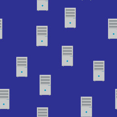 Seamless pattern, texture of modern powerful digital rectangular system blocks for a stationary computer, technology isolated on a blue background