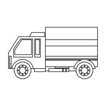 transportation truck logistic shipping cartoon in black and white