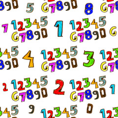 Cartoon Style Numbers Motif Seamless Pattern