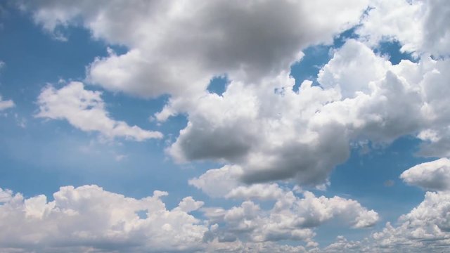 Timelapse of White Billowing Clouds in a Blue Sky