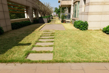 pathway in outdoor of a residential building