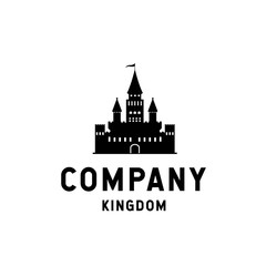 Obraz premium Kingdom logo design with silhouette castle illustration