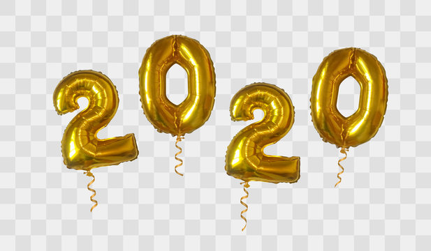 Gold foil balloons number 2020