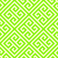 Seamless green and white diagonal Ancient Greek abstract geometric pattern vector