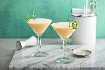 Pineapple egg white fizz cocktail with rum
