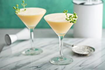 Pineapple egg white fizz cocktail with rum
