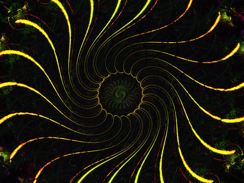 Yellow Abstract Fractal Background 3d Rendering Illustration