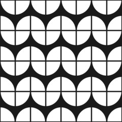 Seamless inverse black and white vintage floral petals abstract lines pattern vector