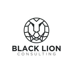 Black lion logo for business modern technology