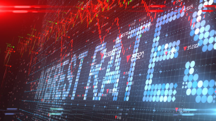 Obraz premium Low interest rates effecting global stock market price chart down investment trend graph - 3D illustration rendering