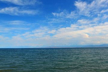Mountain lake Issyk-Kul in Kyrgyzstan in the Pamirs