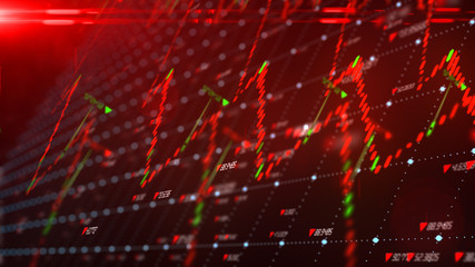 Obraz premium Stock market price chart investment trend graph bear market recession - 3D illustration rendering