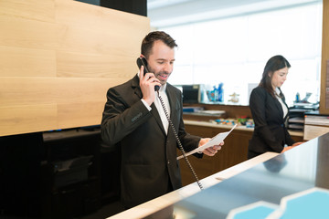 Professional Confirming Booking On Call
