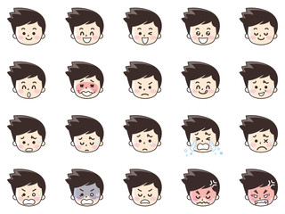 若い男性の表情バリエーション