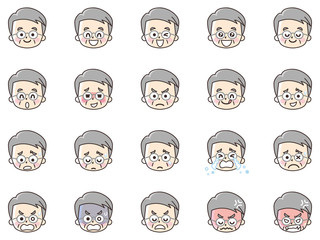 シニア男性の表情バリエーション
