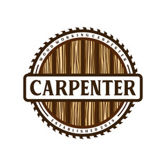 Carpenter vintage logo with wood element