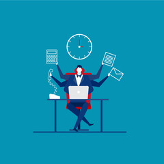 Busy time of businessman in hard working. A lot of work.vector