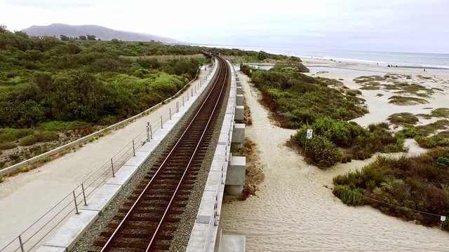 Beautiful Ocean shot with San Clemente and the Trestles train over pass.