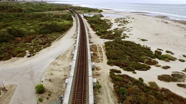 Beautiful Ocean shot with San Clemente and the Trestles train over pass.