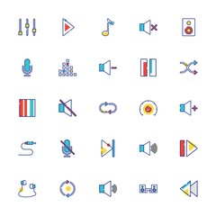 Audio Icon Set Filled Outline 64 px