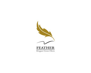 Feather pen logo template vector illustration