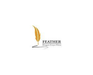 Feather pen logo template vector illustration