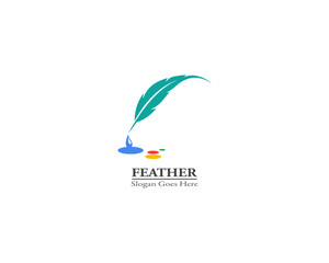 Feather pen logo template vector illustration