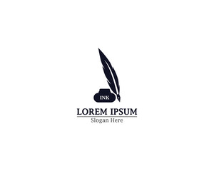 Fototapeta premium Feather ink pen logo illustartion design
