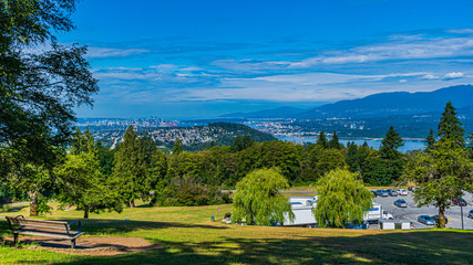 View Along Burrard Inlet to Vancouver and Howe Sound Beyond - Summer Morning