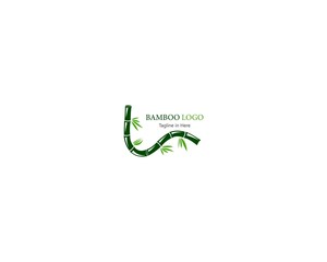 Bamboo with green leaf concept inspirated  logo template