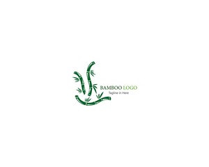 Bamboo with green leaf concept inspirated  logo template
