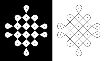 Traditional Indian folk art - known as rangoli, kolam, alpona, vector design