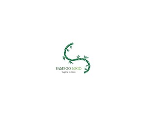Bamboo with green leaf concept inspirated  logo template