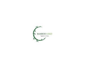 Bamboo with green leaf concept inspirated  logo template