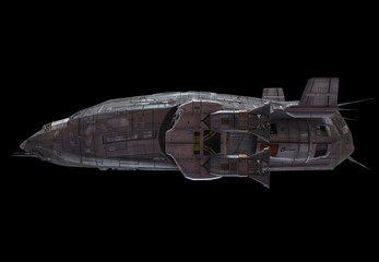 Fototapeta na wymiar Spaceship isolated on a black background 3d illustration