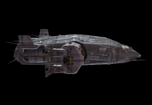 Spaceship isolated on a black background 3d illustration