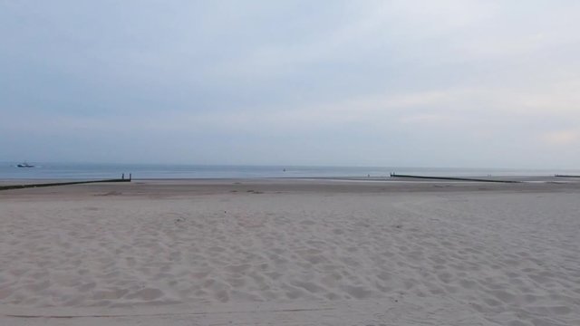 4K overview of Zoutelande Beach, Groot Valkenisse, Zeeland, Netherlands.