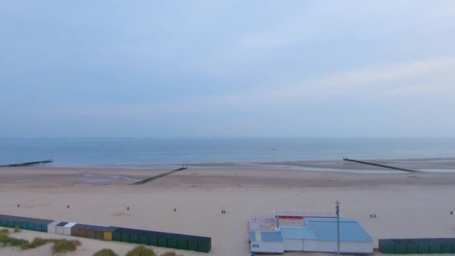 4K view on beach of Zoutelande, Groot Valkenisse, Zeeland, Netherlands
