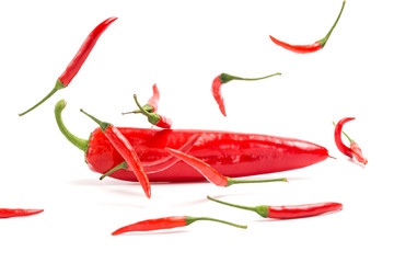 Chilies on a white background