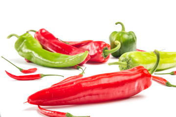 Chilies on a white background