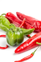 Chilies on a white background