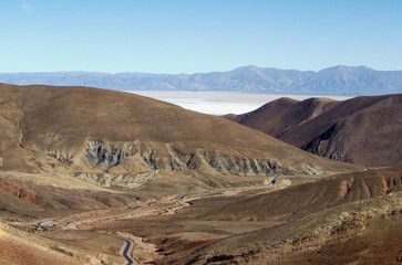 Landscape of northern Argentina, Jujuy Province, Humahuaca. Salinas Grandes