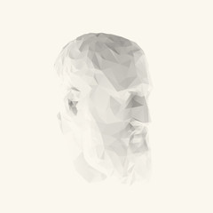 Isolated White Zeno, Founder of Stoicism on Light Background. Low Poly Vector 3D Rendering