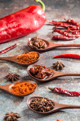 A variety of different flavors of chilies