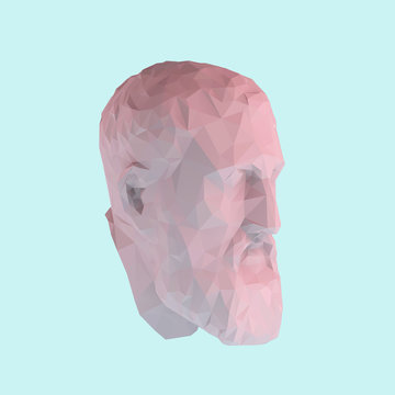 Pink Pastel Zeno, Founder of Stoicism on Isolated Blue Background. Low Poly Vector 3D Rendering