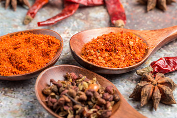 A variety of different flavors of chilies