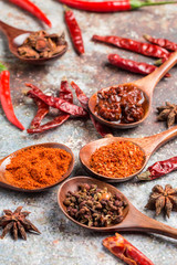 A variety of different flavors of chilies