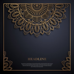 Gold and black greeting card template in retro style. Great design for any purposes: invitation, flyer, menu, brochure or leaflet