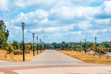 Promenade in the city park of Gomel, Belarus