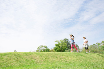 ジョギングをする親子